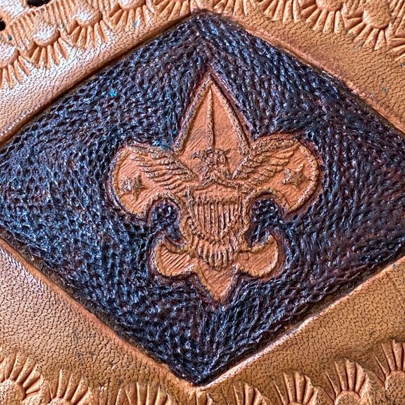 VTG Belt Buckle Master Leather Artist John Glassford Oval Tooled Boy Scouts - Picture 2 of 4